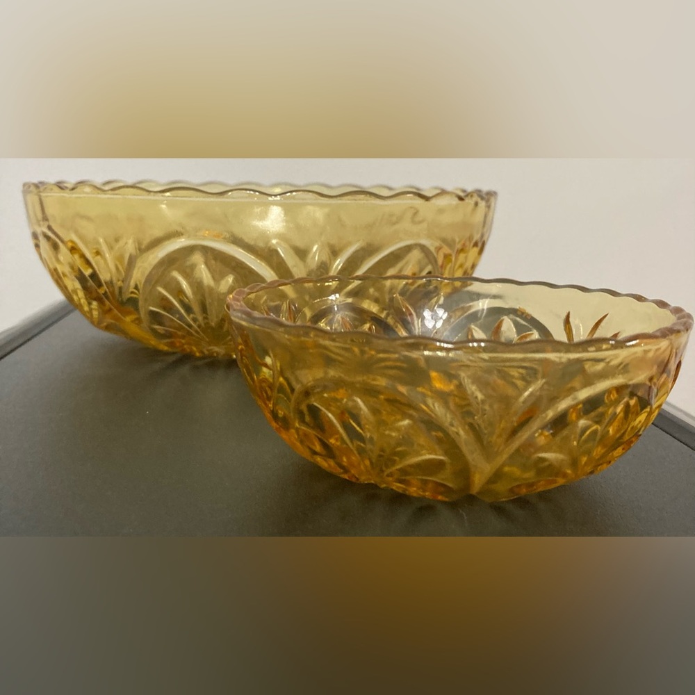 Vintage Amber Glass Matching Bowls